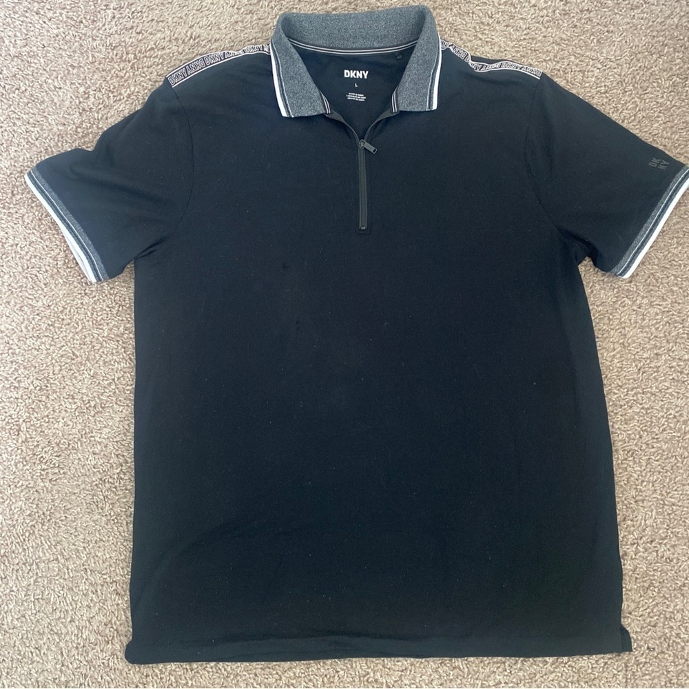 DKNY Men's Black Polo Shirt Large